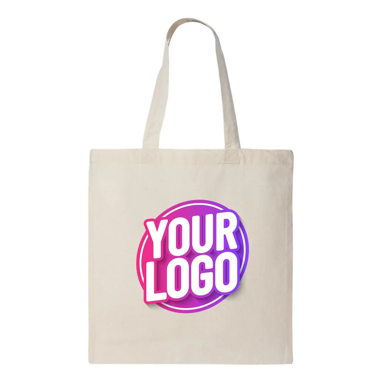 10 | 50 | 100 Pack Custom Tote Bags, Bulk Custom Logo Tote Bag, Personalized Company Logo Bags, Reusable Bags, Custom Bags for Business (Promotional Natural, 1 Bag)