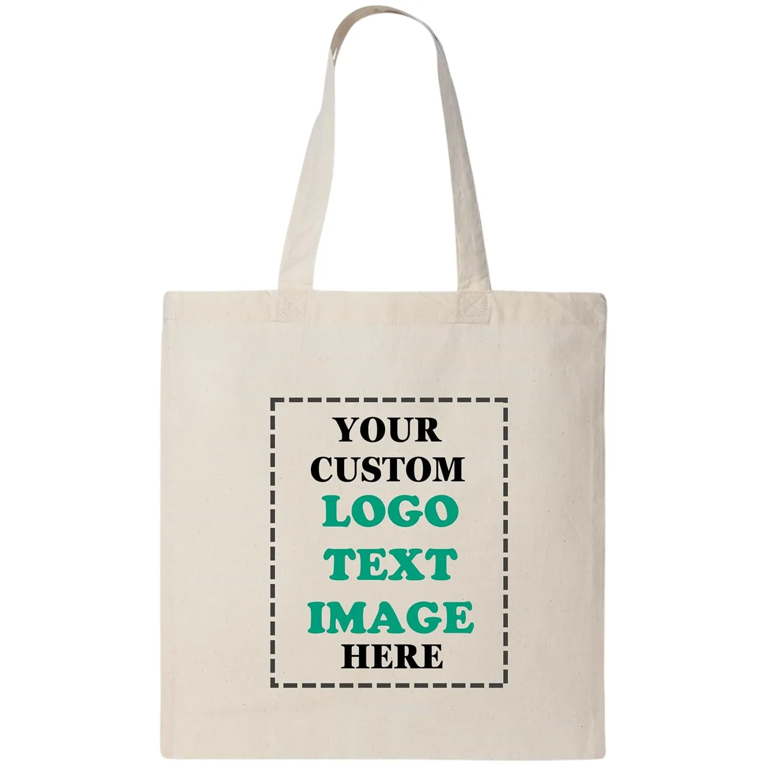 10 | 50 | 100 Pack Custom Tote Bags, Bulk Custom Logo Tote Bag, Personalized Company Logo Bags, Reusable Bags, Custom Bags for Business (Promotional Natural, 1 Bag)