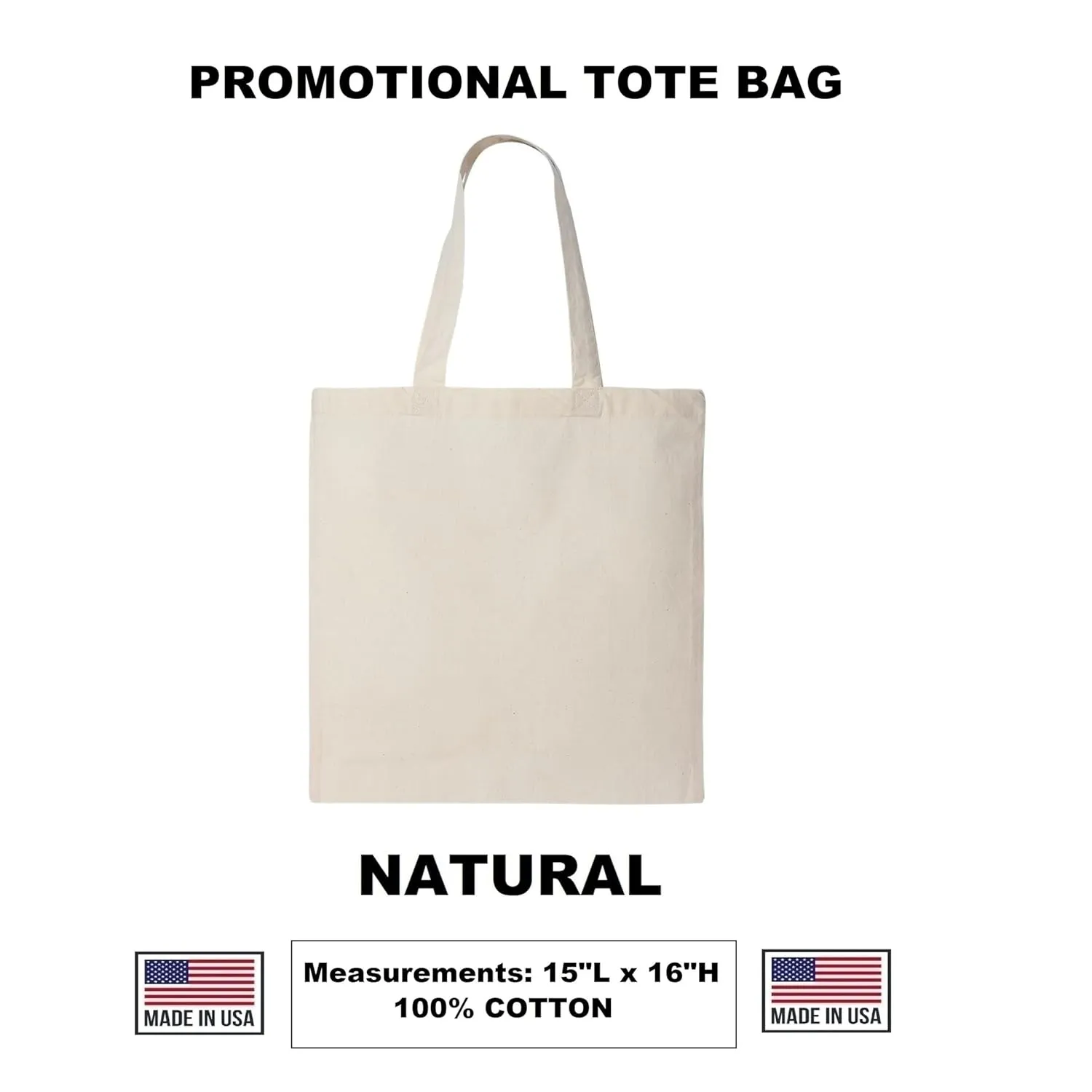 10 | 50 | 100 Pack Custom Tote Bags, Bulk Custom Logo Tote Bag, Personalized Company Logo Bags, Reusable Bags, Custom Bags for Business (Promotional Natural, 1 Bag)