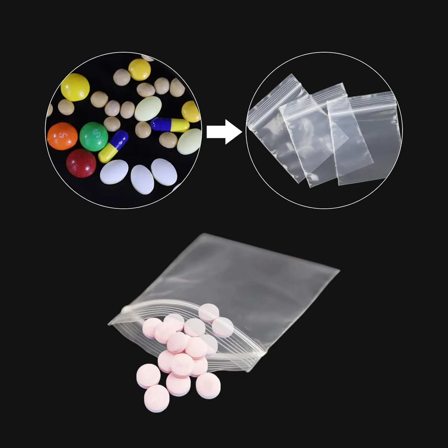 1000 Pcs Small Plastic Bags, 2 x 2 Inch Resealable Jewelry Bags for Pills, Screws, Coins, Beads, Ideal for Small Business, Shipping, Packaging, Storage
