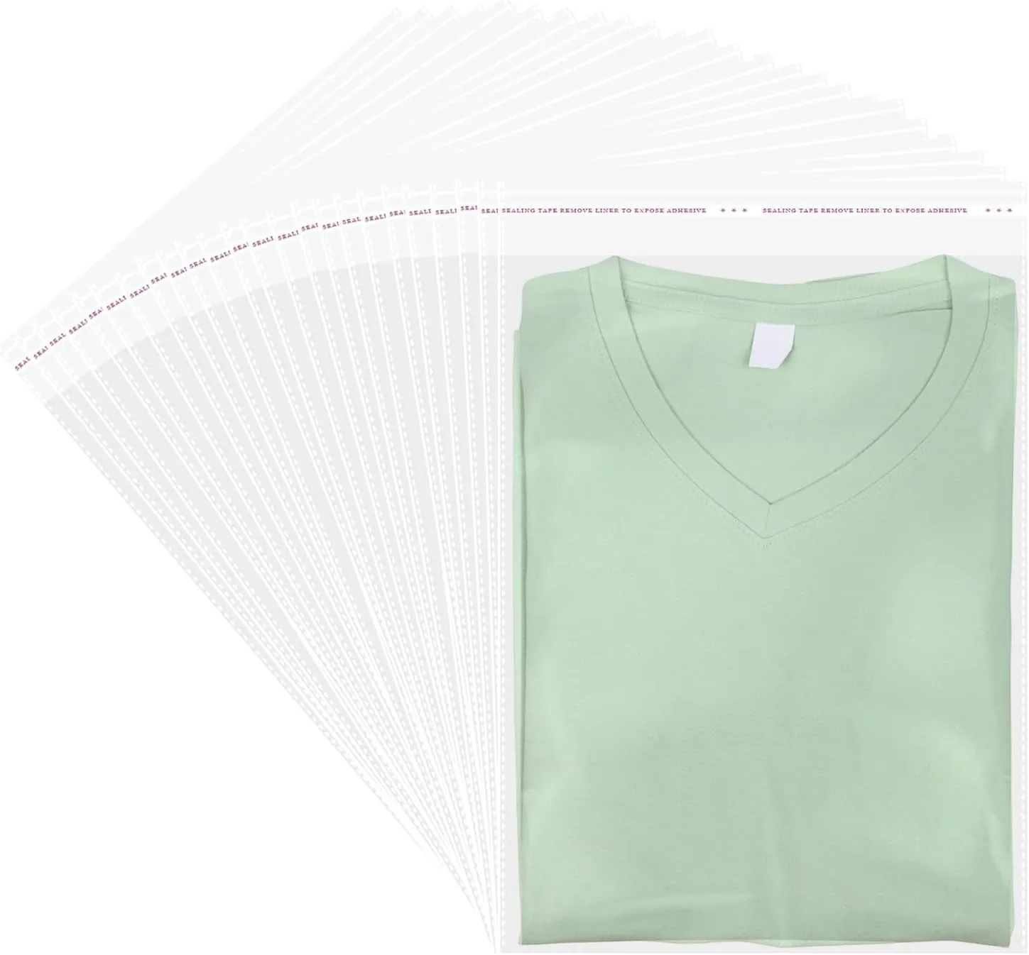 10"x13" Self Sealing Cellophane Bags, 100 Count Large Clear Self Seal Plastic Cello Bags for Shirt, Clothing, Magzine, Artwork, Gift Wrap Storage