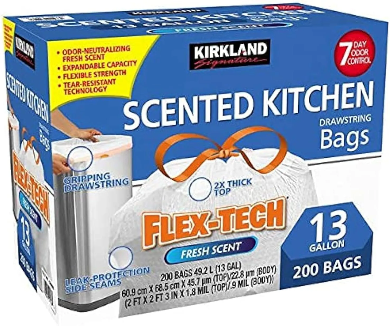 13-Gallon Scented Kitchen Trash Bags, 200-count (200-Pack)