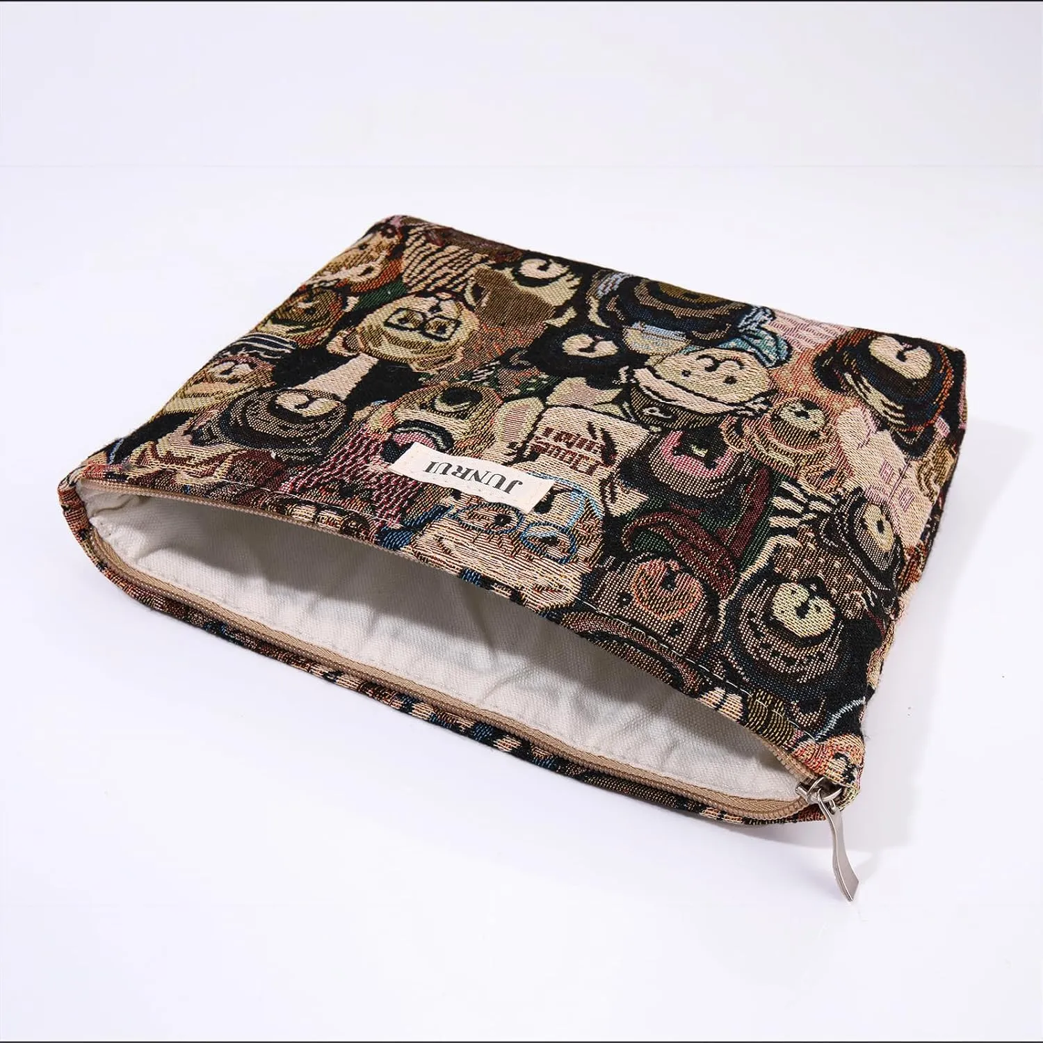 2 PCS Makeup Bag SetPortable Cosmetic Bag for Purse Large Storage CapacityTravel Pouch with Zipper for Women, (Bear Brown)