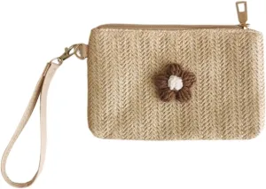 2023 Wristlet Wallet Women Girl Credit Card Card Holder with Wrist Strap Straw Woven Coin Change Purse
