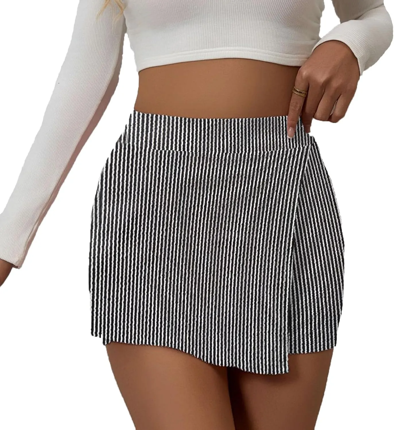 2025 Women's Casual Mini Skirt Summer High Waist Pleated Bodycon Workout Short Pencil Skirt Beach Vacation Outfit