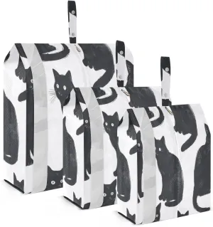 3 Set Travel Packing Cubes Lightweight Foldable Black Cats Luggage Bags Organizers for Travel Accessories Travel Essentials