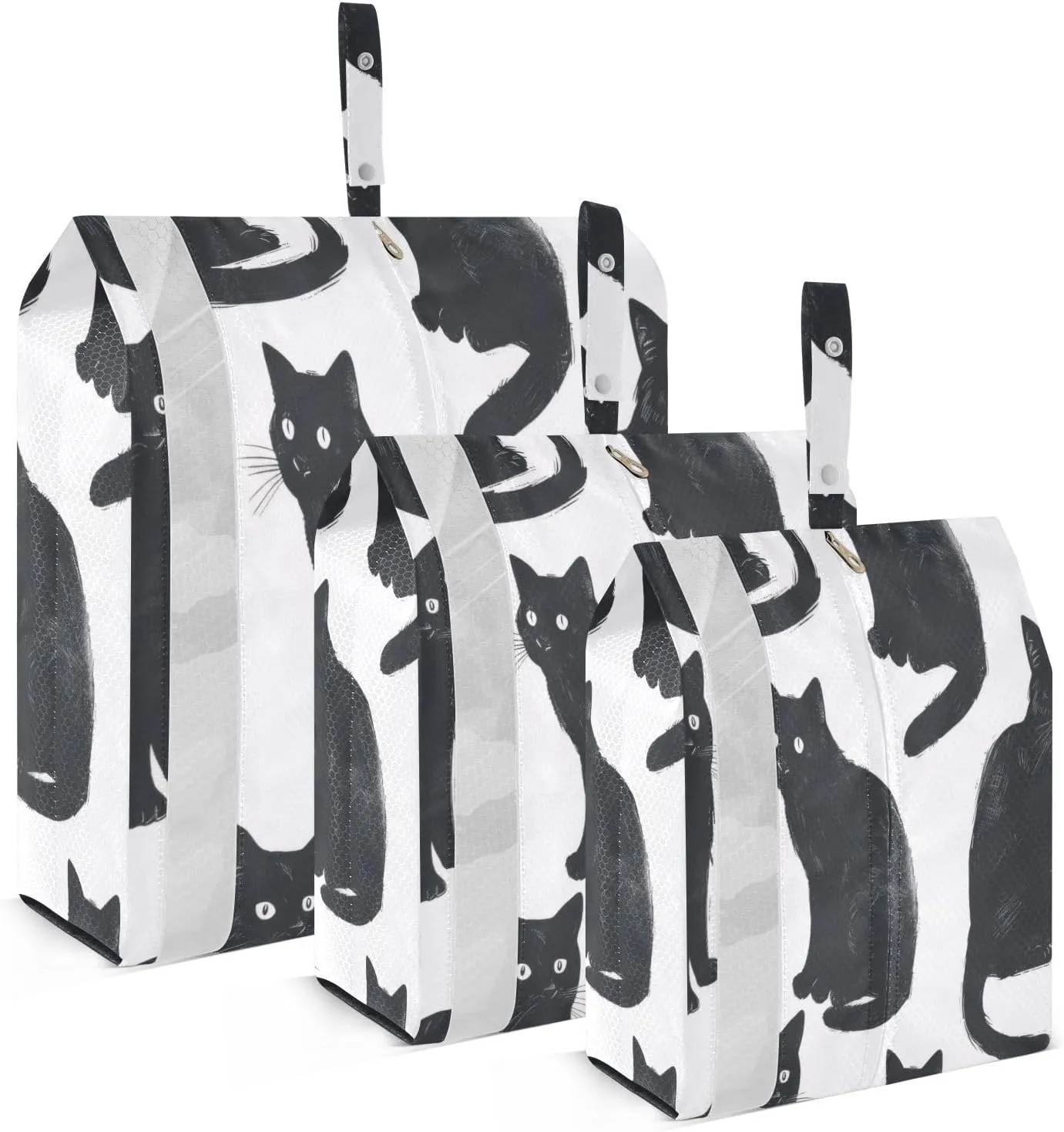 3 Set Travel Packing Cubes Lightweight Foldable Black Cats Luggage Bags Organizers for Travel Accessories Travel Essentials