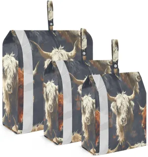 3 Set Travel Packing Cubes Lightweight Foldable Highland Cattle Luggage Bags Organizers for Travel Accessories Travel Essentials