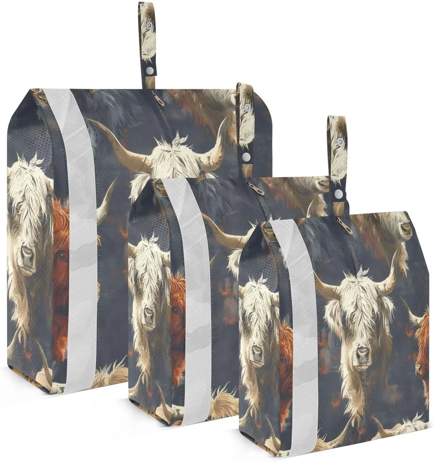 3 Set Travel Packing Cubes Lightweight Foldable Highland Cattle Luggage Bags Organizers for Travel Accessories Travel Essentials