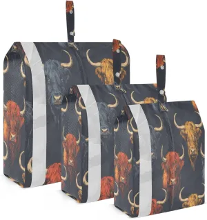 3 Set Travel Packing Cubes Lightweight Foldable Highland Cattle Luggage Bags Organizers for Travel Accessories Travel Essentials