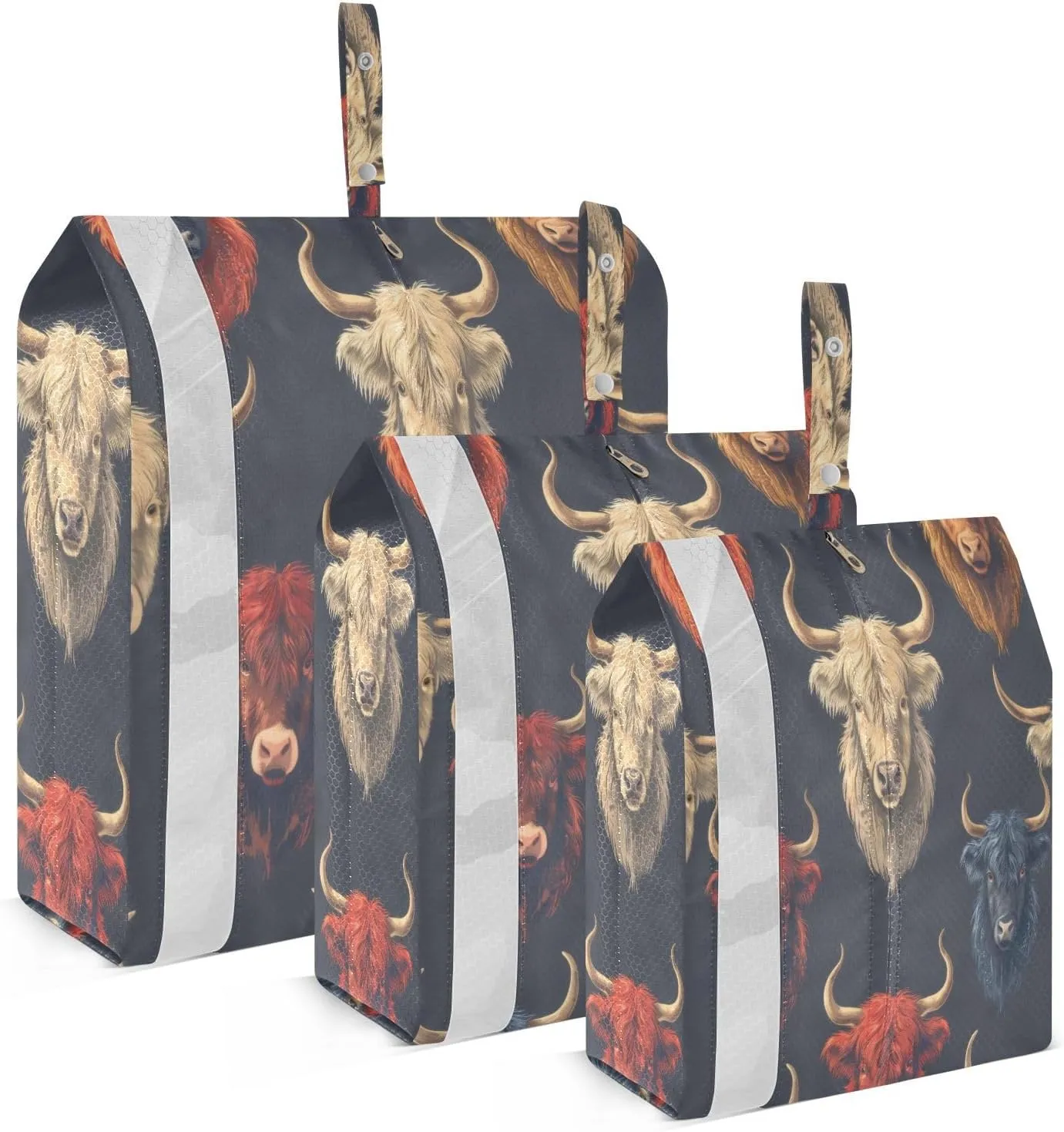 3 Set Travel Packing Cubes Lightweight Foldable Highland Cow Luggage Bags Organizers for Travel Accessories Travel Essentials