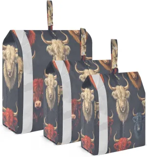 3 Set Travel Packing Cubes Lightweight Foldable Highland Cow Luggage Bags Organizers for Travel Accessories Travel Essentials