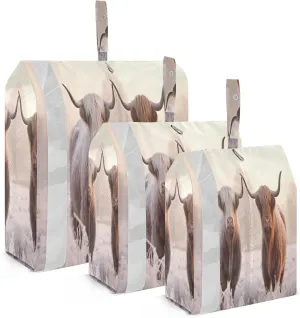 3 Set Travel Packing Cubes Lightweight Foldable Highland Cows Luggage Bags Organizers for Travel Accessories Travel Essentials