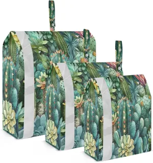 3 Set Travel Packing Cubes Lightweight Foldable Watercolor Cacti Luggage Bags Organizers for Travel Accessories Travel Essentials