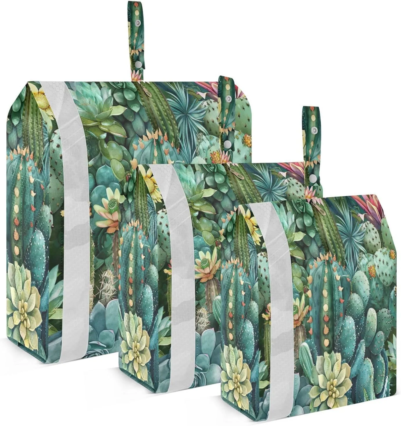 3 Set Travel Packing Cubes Lightweight Foldable Watercolor Cacti Luggage Bags Organizers for Travel Accessories Travel Essentials