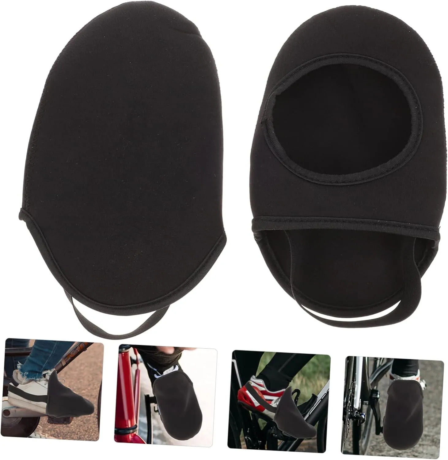 4 pcs Shoe Covers Sole Cover Adjustable Shoecover One Half Bowling Bike Anti-Slip Fits Winter Supply Black Warm Thermal Slipping Overshoes Size Riding for Slider Shoes Cycling