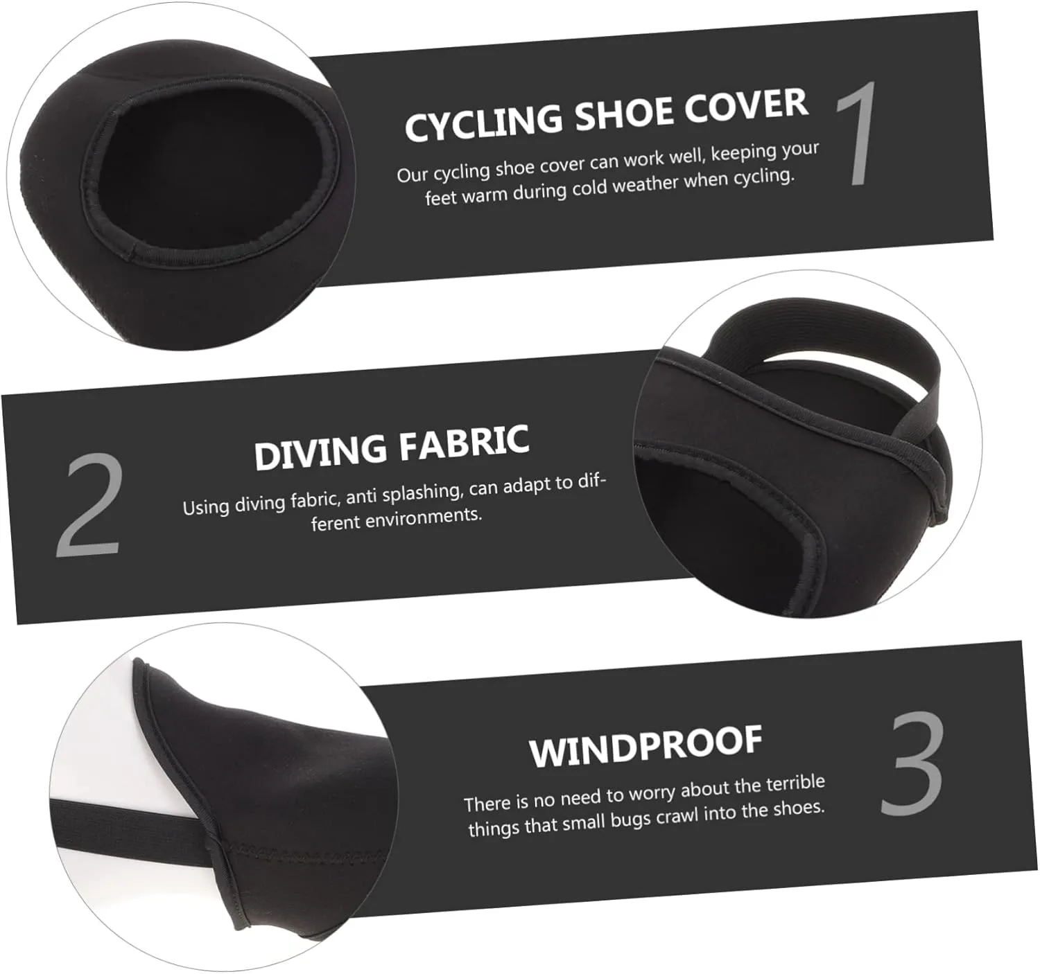 4 pcs Shoe Covers Sole Cover Adjustable Shoecover One Half Bowling Bike Anti-Slip Fits Winter Supply Black Warm Thermal Slipping Overshoes Size Riding for Slider Shoes Cycling