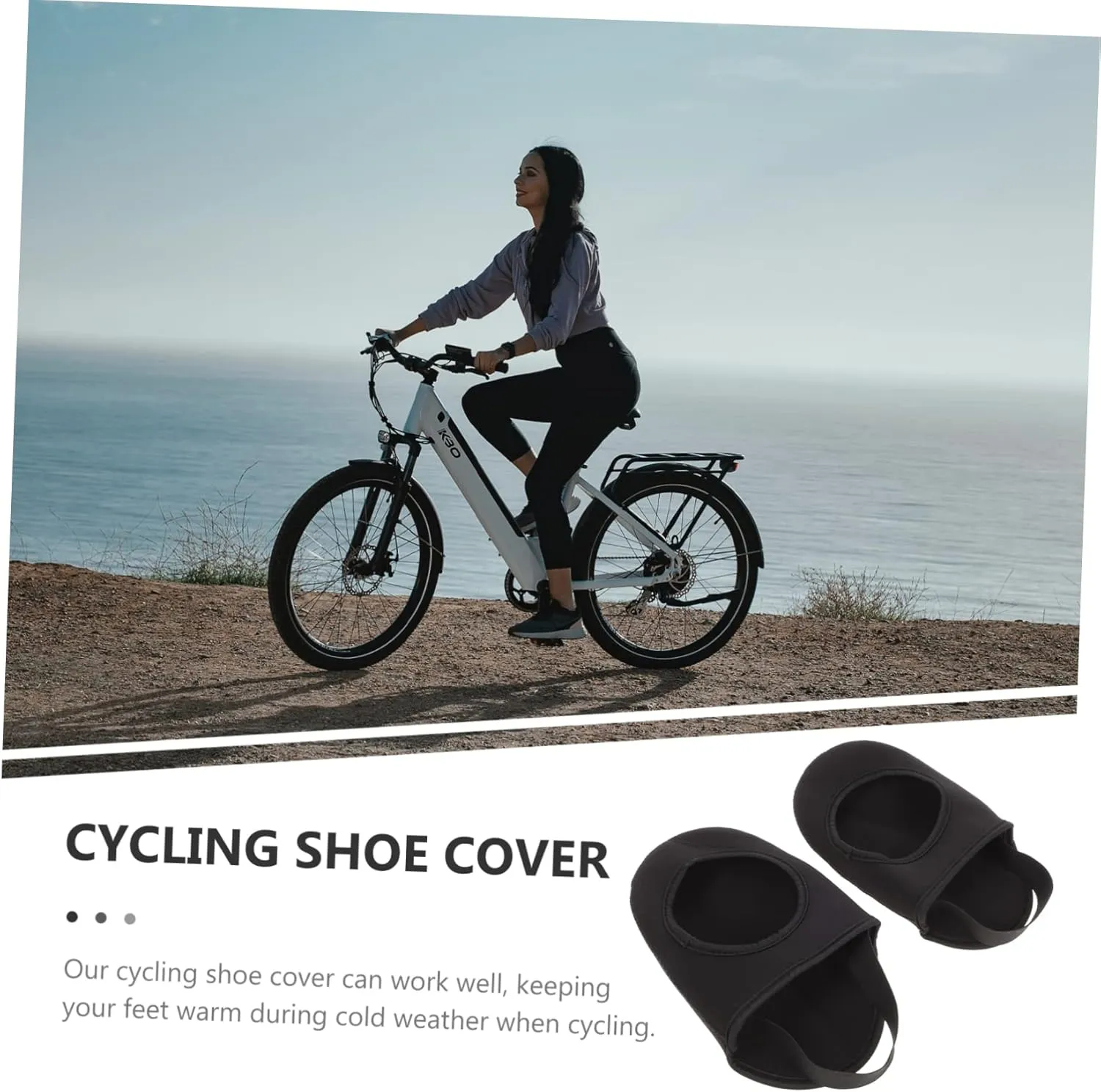 4 pcs Shoe Covers Sole Cover Adjustable Shoecover One Half Bowling Bike Anti-Slip Fits Winter Supply Black Warm Thermal Slipping Overshoes Size Riding for Slider Shoes Cycling