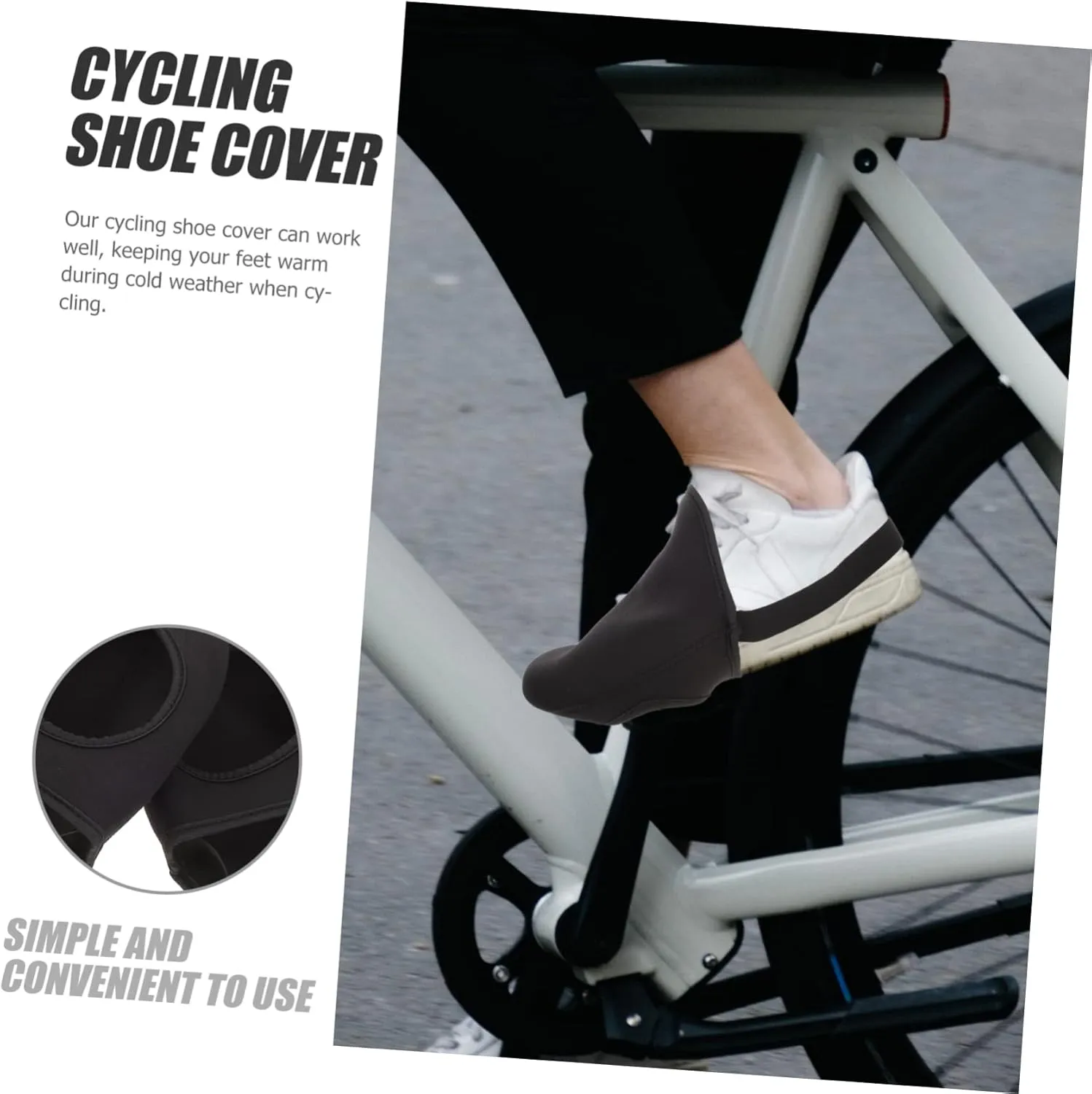 4 pcs Shoe Covers Sole Cover Adjustable Shoecover One Half Bowling Bike Anti-Slip Fits Winter Supply Black Warm Thermal Slipping Overshoes Size Riding for Slider Shoes Cycling