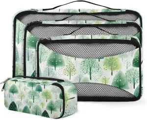 4 Set Packing Cubes for Suitcases, Travel Essentials for Carry on Luggage, Christmas Tree Suitcase Organizers for Clothes Shoes Toiletries Travel Accessories in 4 Sizes - Graffiti Tree