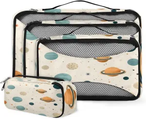 4 Set Packing Cubes for Suitcases, Travel Essentials for Carry on Luggage, Colorful Galaxy Suitcase Organizers for Clothes Shoes Toiletries Travel Accessories in 4 Sizes - Artistic Galaxy