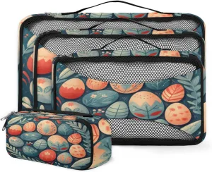 4 Set Packing Cubes for Suitcases, Travel Essentials for Carry on Luggage, Easter Egg Suitcase Organizers for Clothes Shoes Toiletries Travel Accessories in 4 Sizes - Boho Floral
