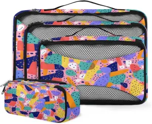 4 Set Packing Cubes for Suitcases, Travel Essentials for Carry on Luggage, Ethnic Geometry Suitcase Organizers for Clothes Shoes Toiletries Travel Accessories in 4 Sizes - Graffiti
