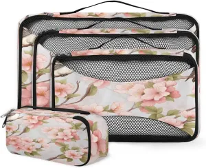4 Set Packing Cubes for Suitcases, Travel Essentials for Carry on Luggage, Romantic Flowers Suitcase Organizers for Clothes Shoes Toiletries Travel Accessories in 4 Sizes - Magical Flowers