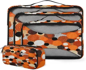 4 Set Packing Cubes for Suitcases, Travel Essentials for Carry on Luggage, Vintage Pattern Suitcase Organizers for Clothes Shoes Toiletries Travel Accessories in 4 Sizes - Watercolor Explosion