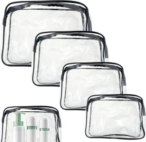 4PCS Clear Toiletry Bag, Carry on Airport Airline Compliant Bag with Zipper Makeup Bag Travel Essential Accessories