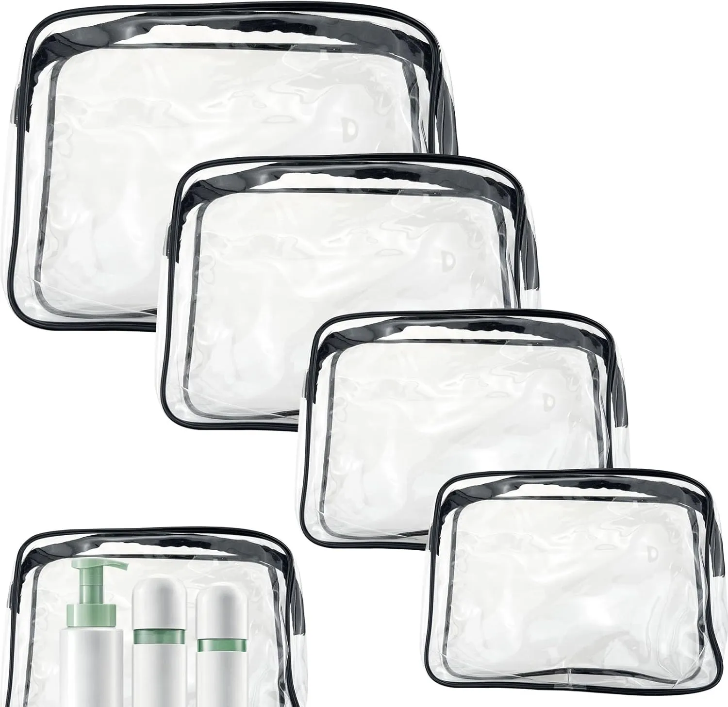 4PCS Clear Toiletry Bag, Carry on Airport Airline Compliant Bag with Zipper Makeup Bag Travel Essential Accessories