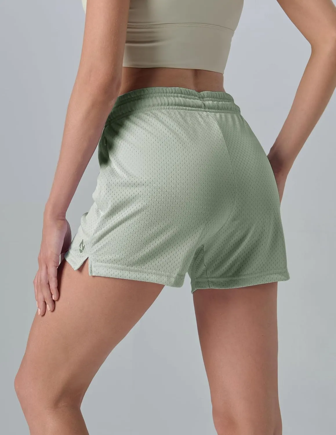 5-Pack Women's Athletic Shorts Mesh Basketball, Ladies Active Loose Pull-On Shorts with Zipper Pockets, 5" Inseam