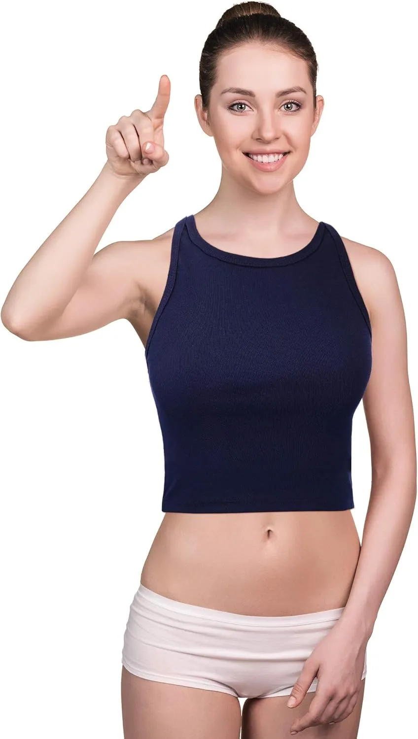 6 Pieces Women Basic Crop Tank Tops Sleeveless Racerback Sports Crop Tops for Daily Wearing