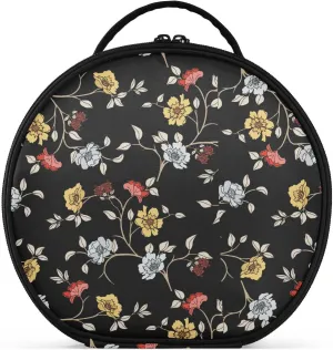 ALAZA Flowers and Leaves Travel Makeup Train Case Makeup Cosmetic Case with Adjustable Dividers