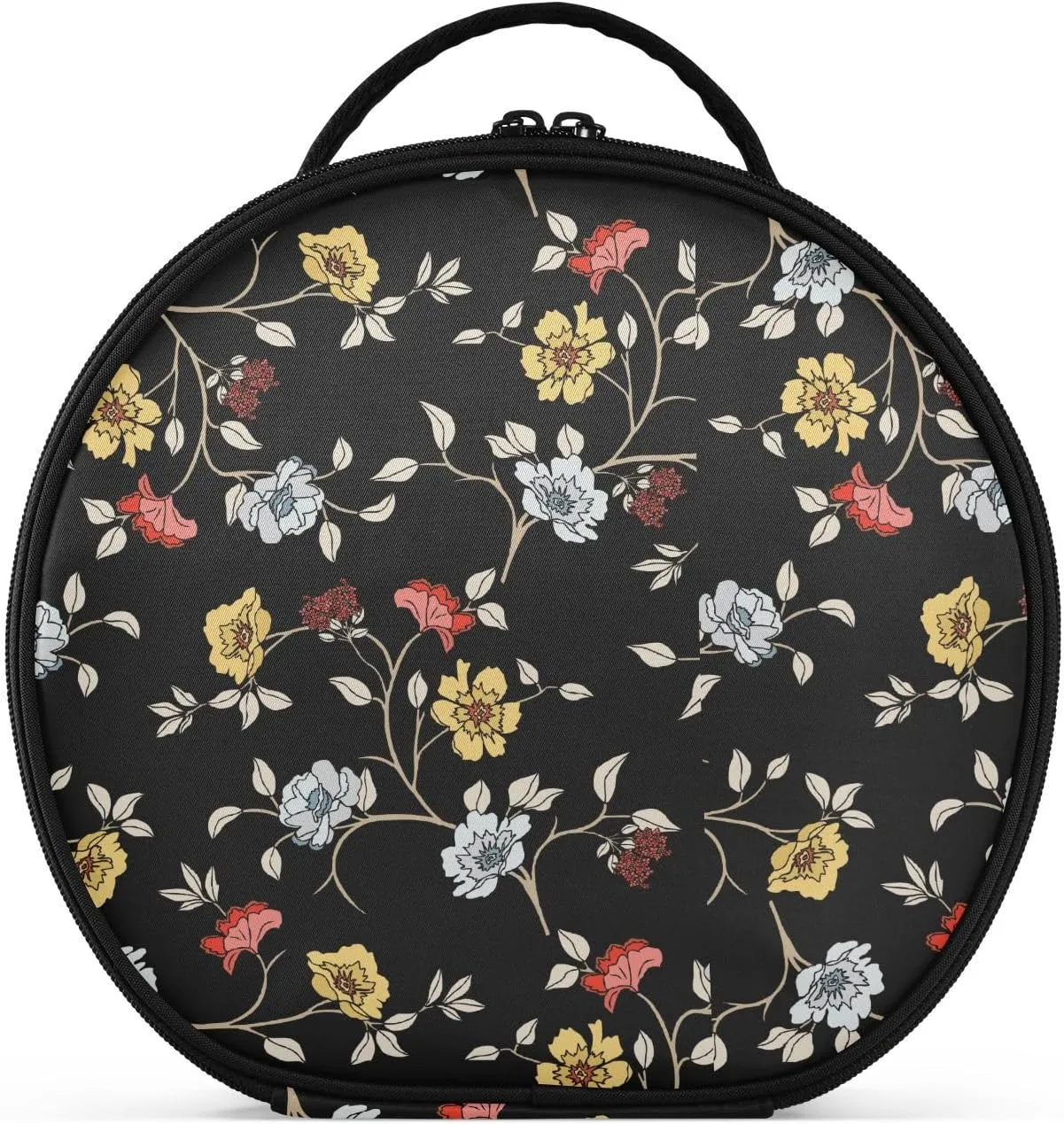 ALAZA Flowers and Leaves Travel Makeup Train Case Makeup Cosmetic Case with Adjustable Dividers