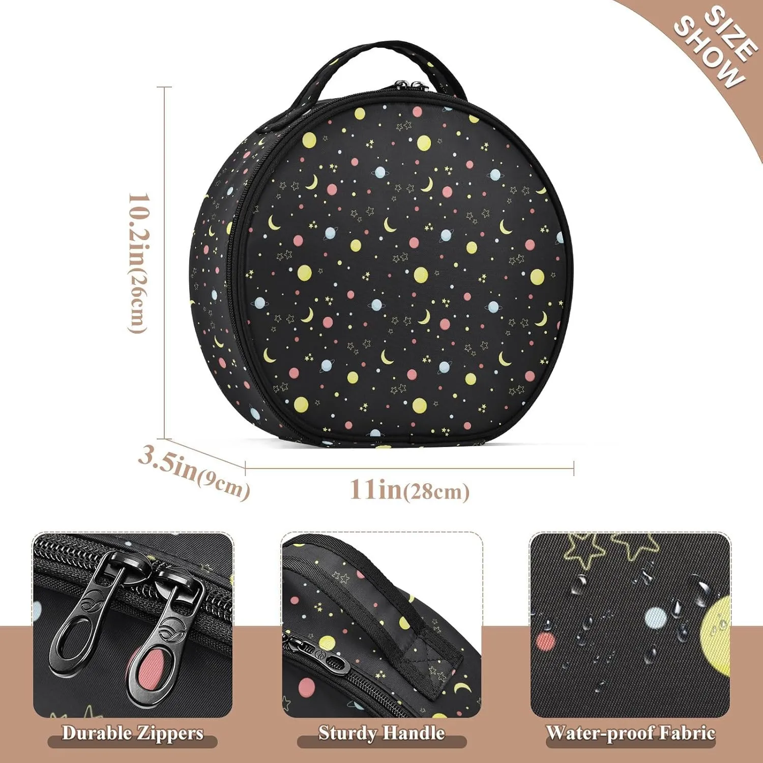 ALAZA Night Sky with Moon and Stars Travel Makeup Case, Portable Artist Makeup Storage Bag
