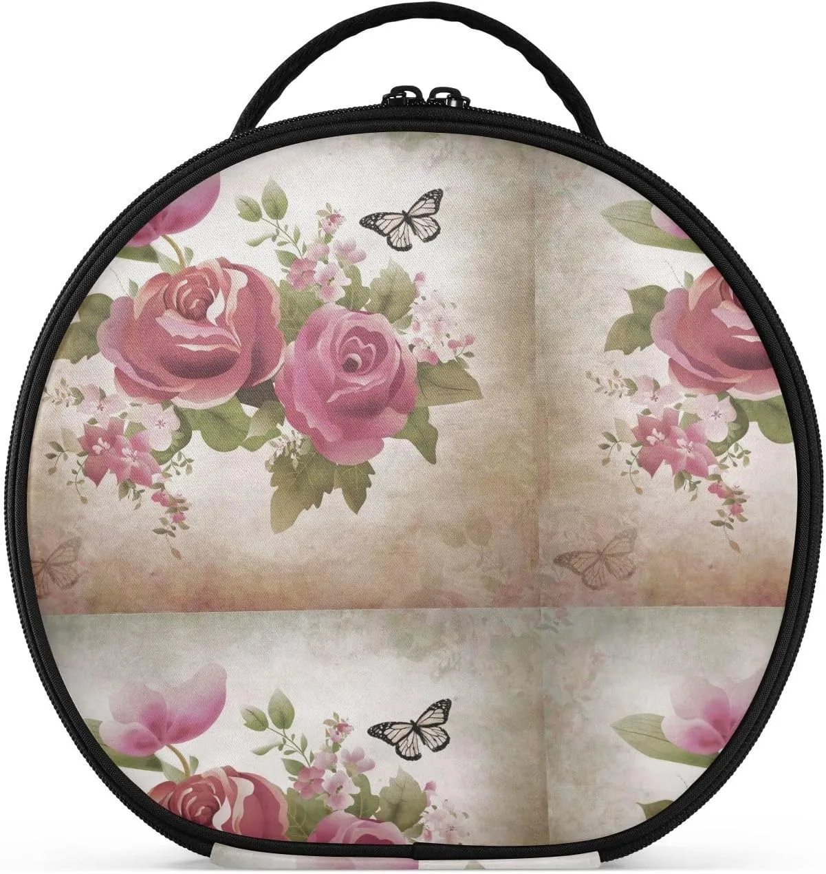 ALAZA Old Grunge Roses and Butterfly Toiletry Bag Travel Makeup Case Organizer for Women