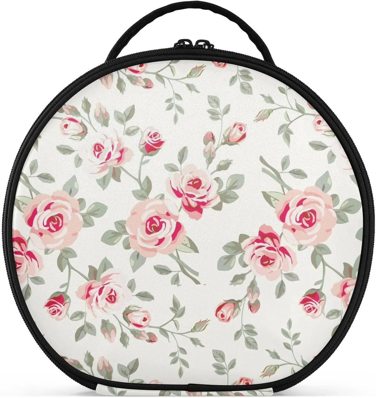 ALAZA Pink Roses Makeup Bag Travel Cosmetic Bag Large Toiletry Organizer