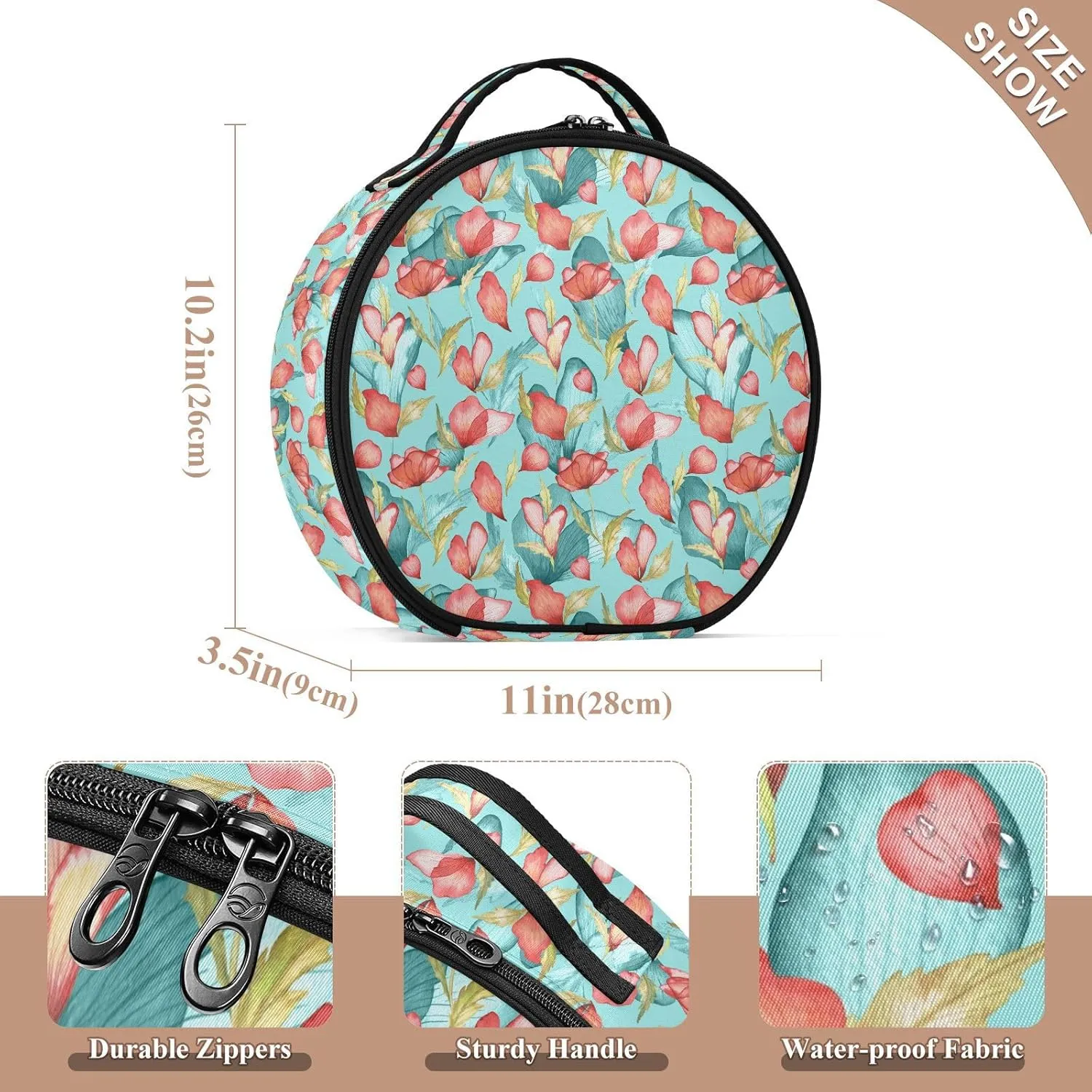 ALAZA Poppy Flower and Petals Floral Toiletry Bag Travel Makeup Case Organizer for Women