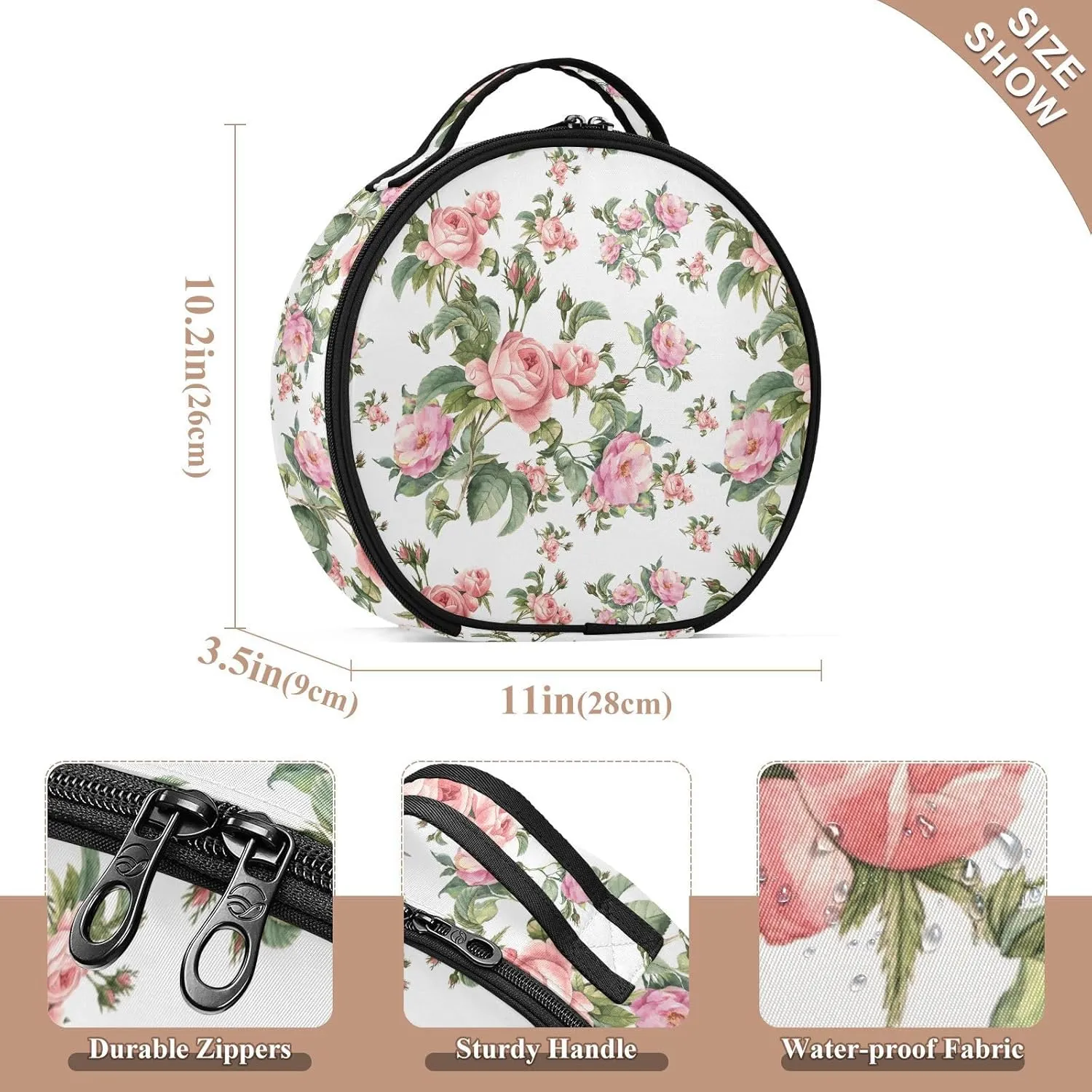 ALAZA Rose with Beautiful Petals on White Makeup Bag Travel Cosmetic Bag Large Toiletry Organizer