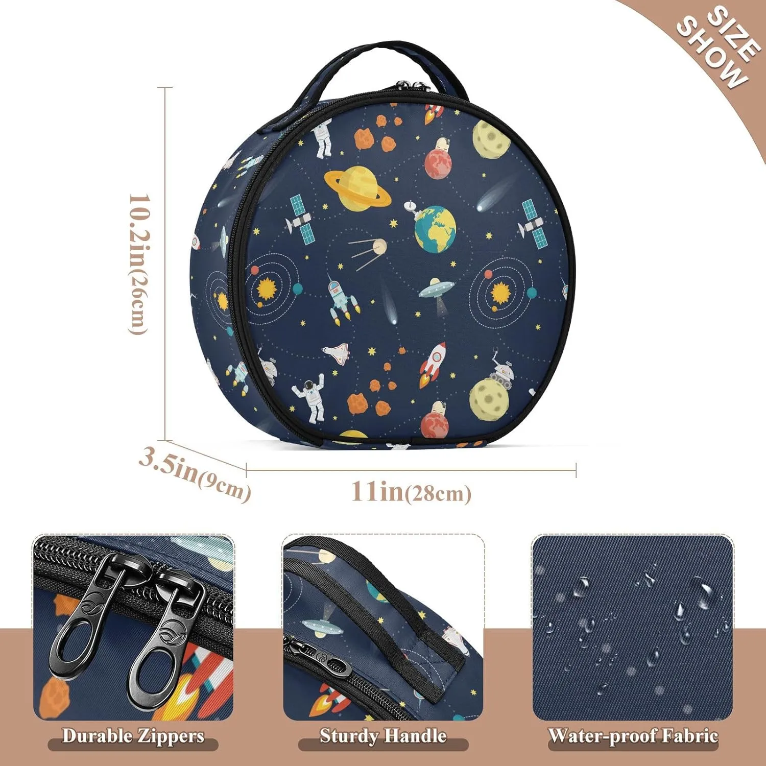 ALAZA Space Stars Planets Astronaut Travel Make Up Organizer Cosmetic Brush Bags Case