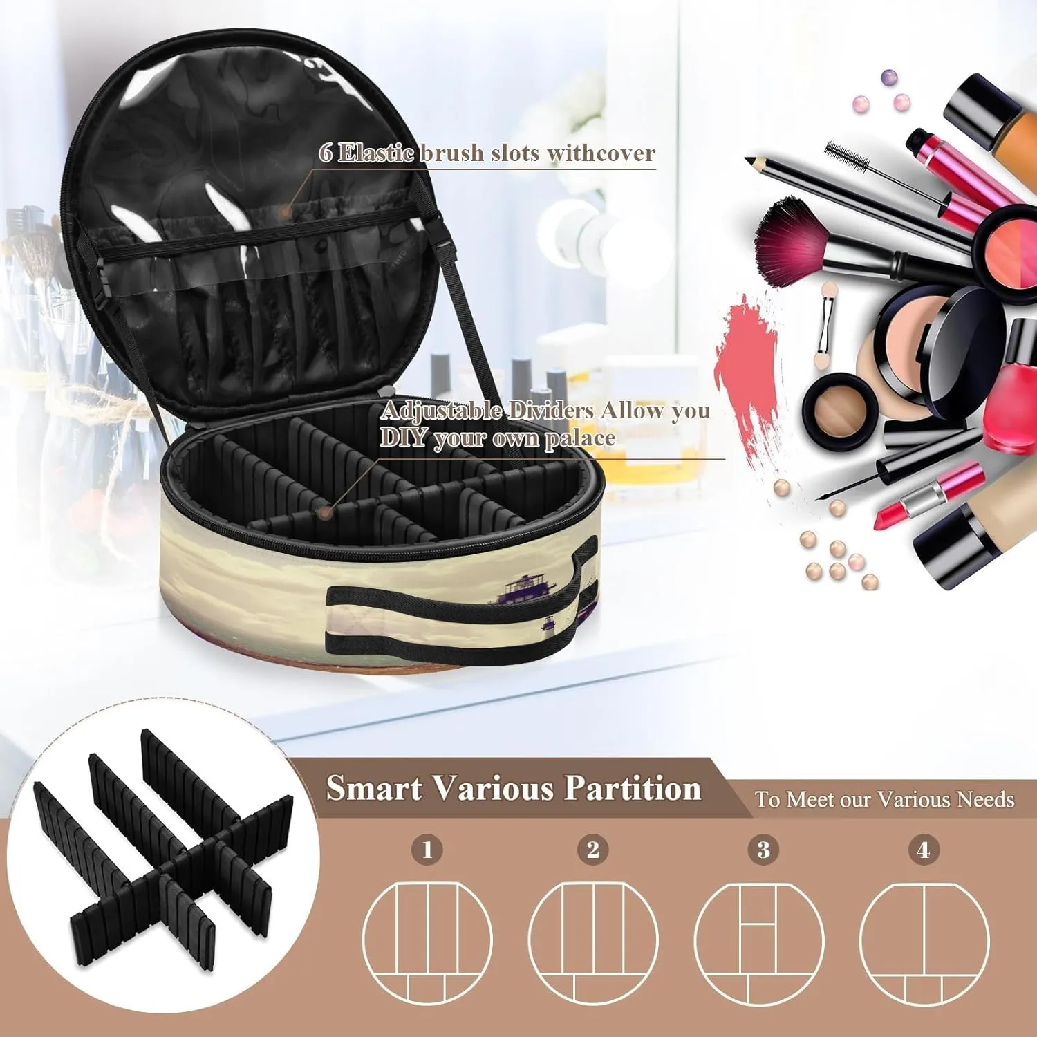 ALAZA Vintage Lighthouse Portable Cosmetic Bag Large Capacity Travel Makeup Case Organizer