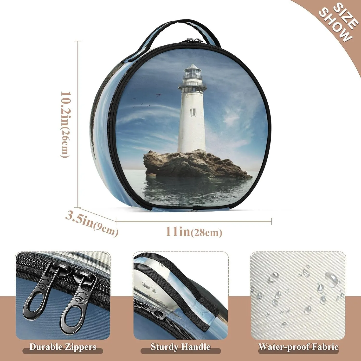 ALAZA Vintage Lighthouse Travel Makeup Train Case Makeup Cosmetic Case with Adjustable Dividers