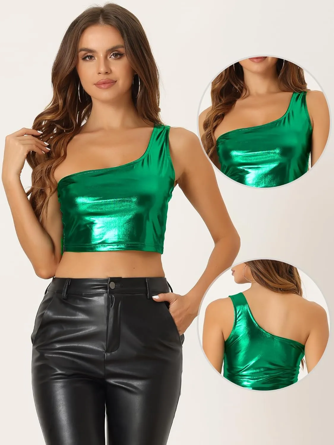 Allegra K womens Holographic Tops