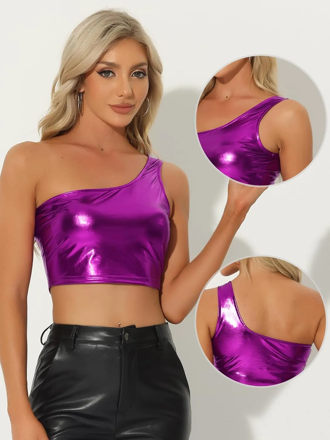 Allegra K womens Holographic Tops