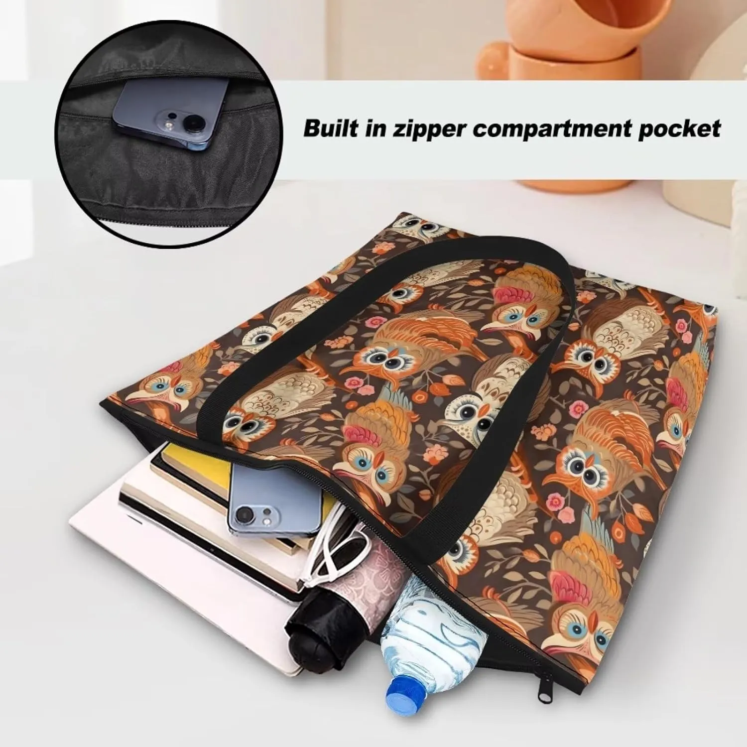American Flag Eco-Friendly Paper Tote Bag, Ethnic Tribal Reusable Handbag Adorable Dog Animal Tote Bag for Women