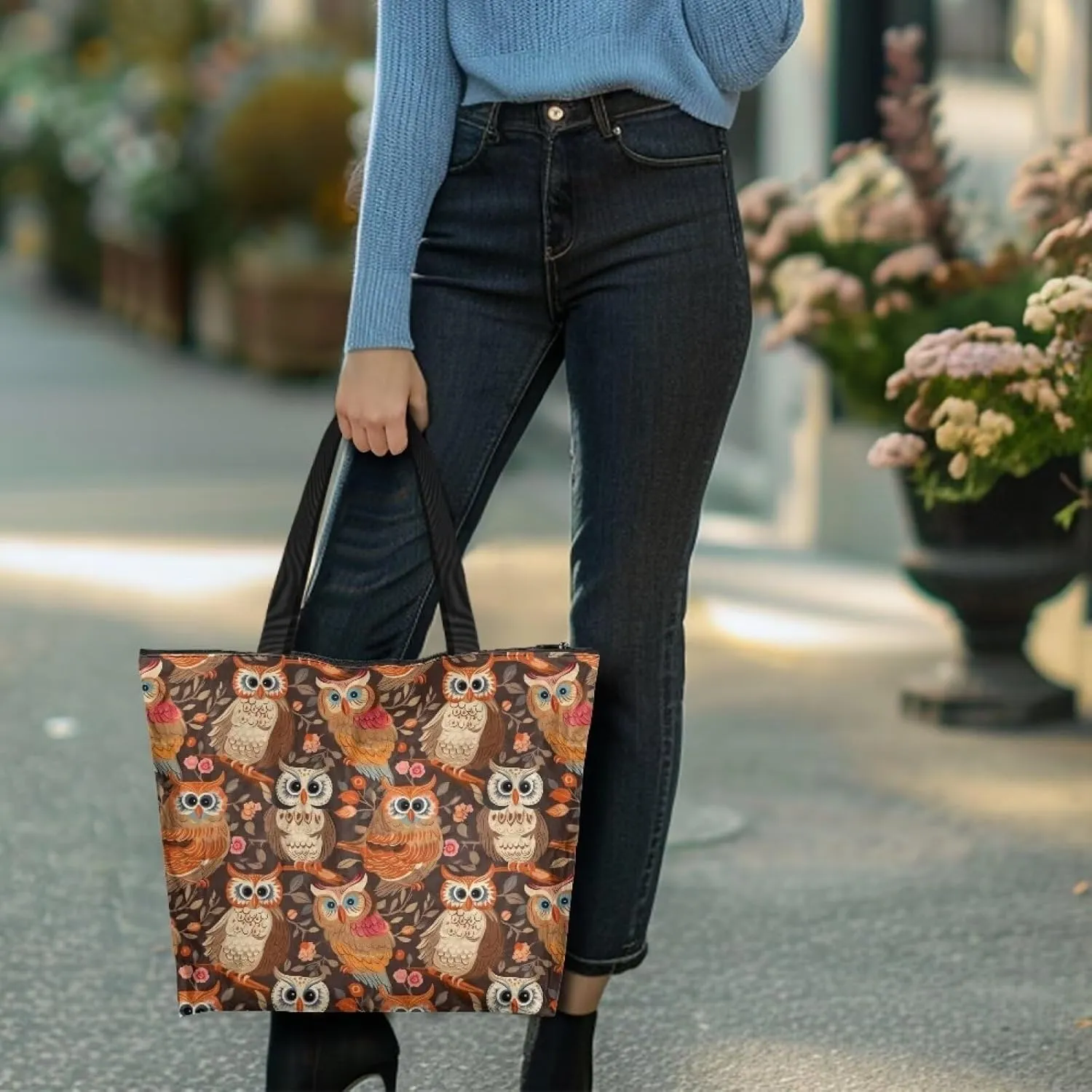 American Flag Eco-Friendly Paper Tote Bag, Ethnic Tribal Reusable Handbag Adorable Dog Animal Tote Bag for Women