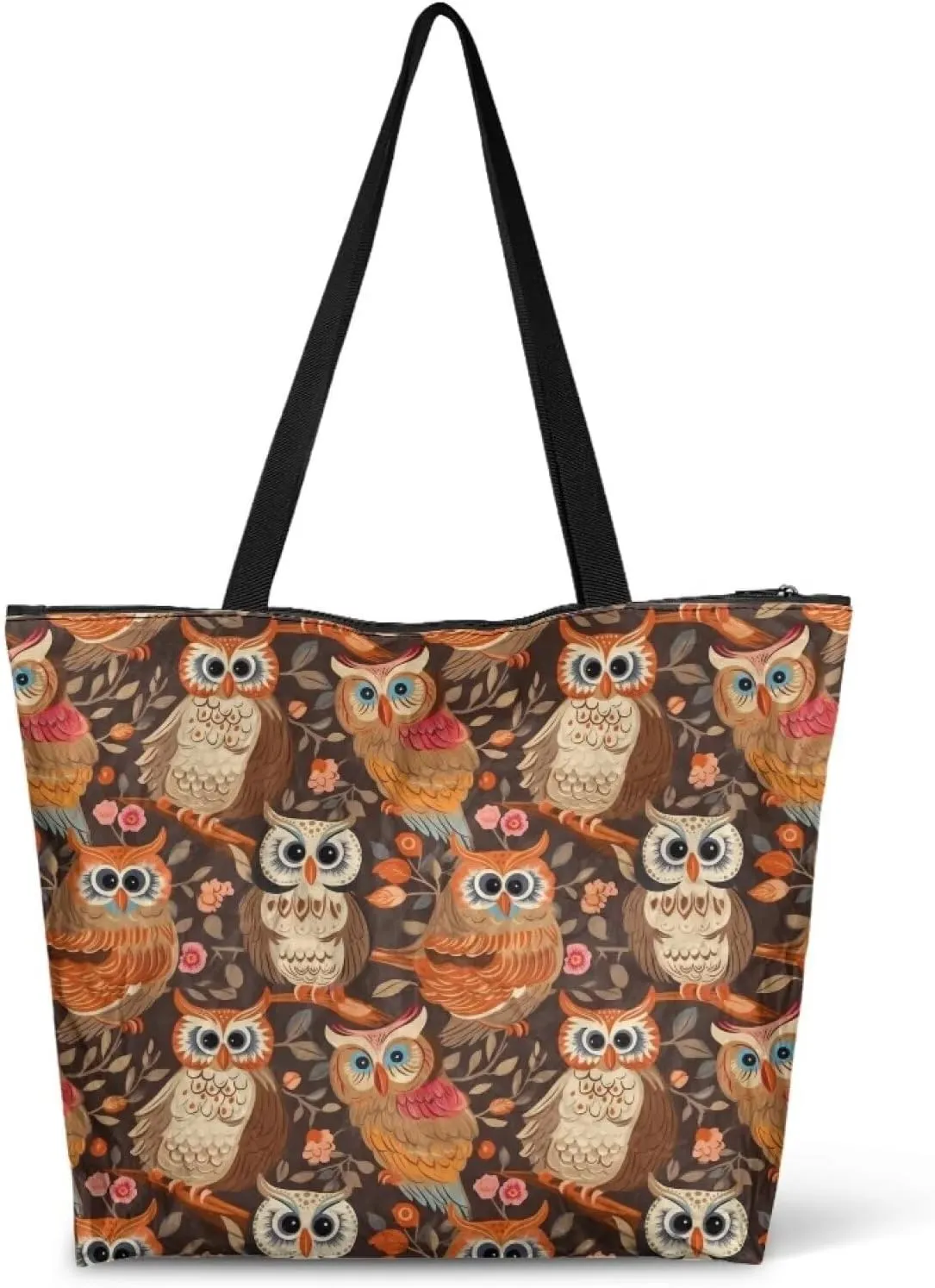American Flag Eco-Friendly Paper Tote Bag, Ethnic Tribal Reusable Handbag Adorable Dog Animal Tote Bag for Women