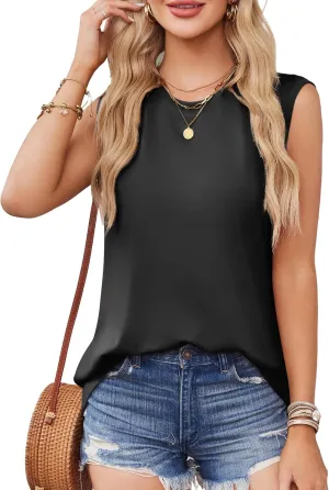 Amoretu Womens Summer Tank Tops Fashion Sleeveless Casual Loose Shirts Crewneck Basic Tunic