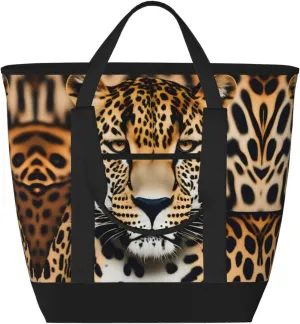 Animal Leopard Women's tote bags and reusable women's beach bags are suitable for travel insulation and cooling bags.